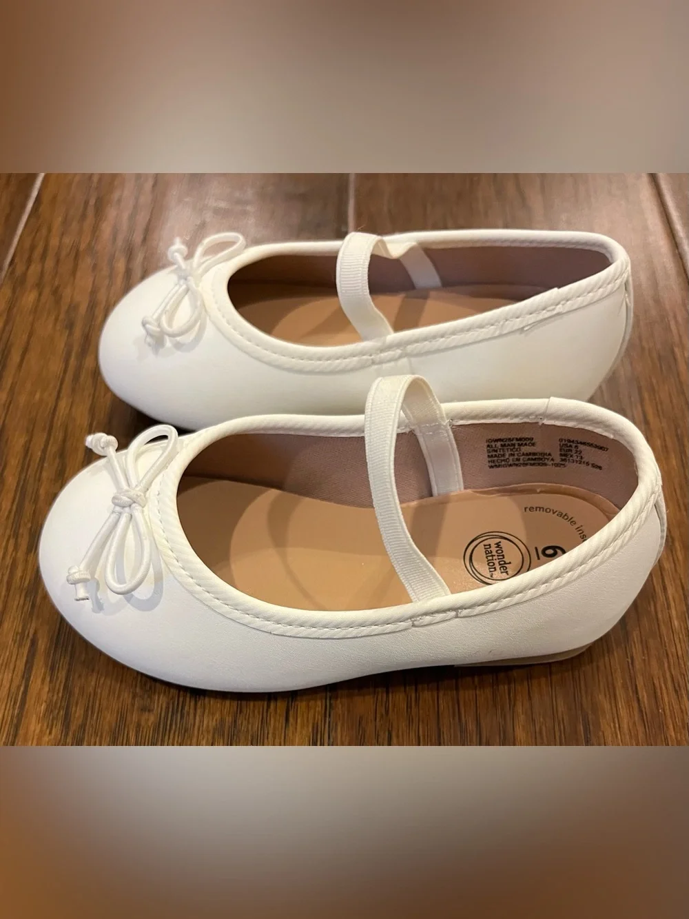 Wonder Nation Girls' White Mary Jane Flats with Bow Size 5